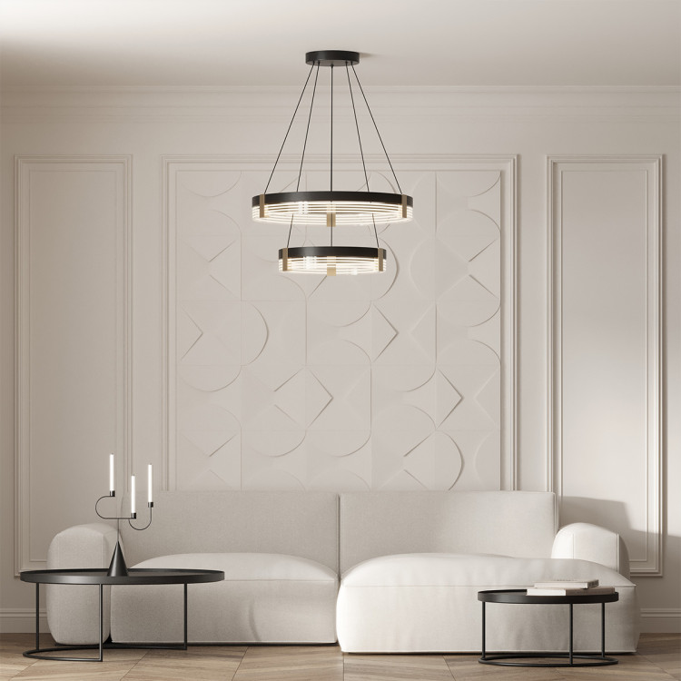 Lampa wisząca Plum 60 cm 40 cm czarno-transparentna LED CCT - 10038