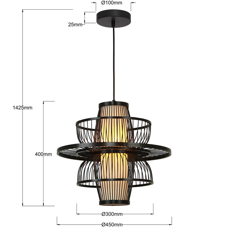 Rattanowa lampa wisząca Astra czarna 1xE27 - 10533