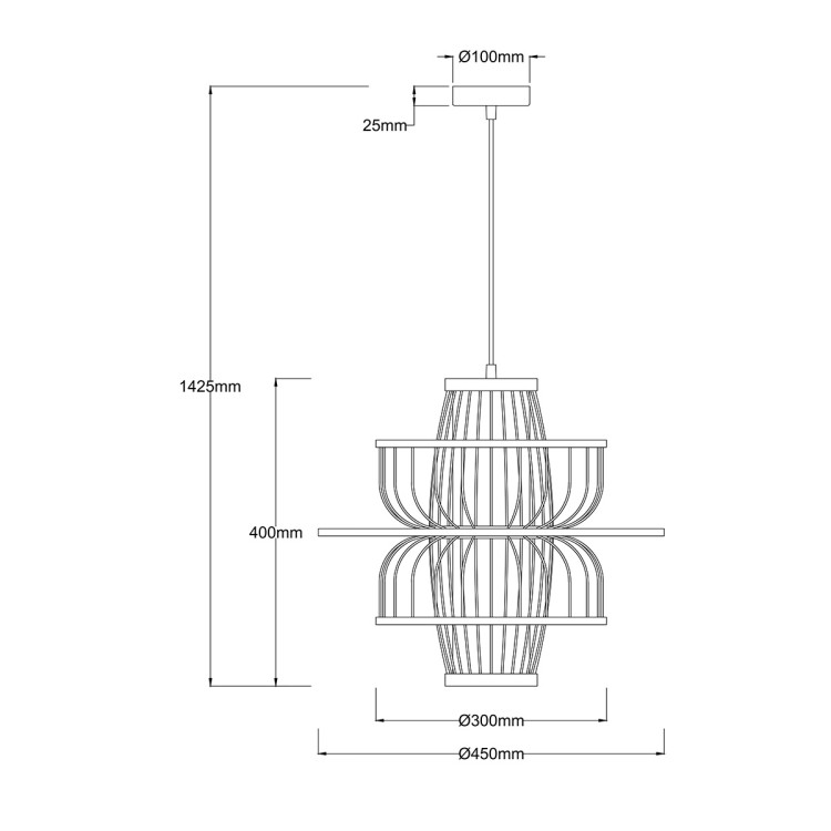 Rattanowa lampa wisząca Astra czarna 1xE27 - 10534