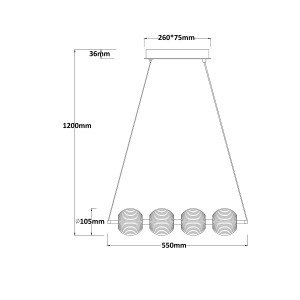 Lampa wisząca Brillant 4 złota LED CCT