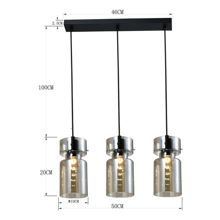 Potrójna lampa wisząca Nivio dymna 3xE27 - 10654