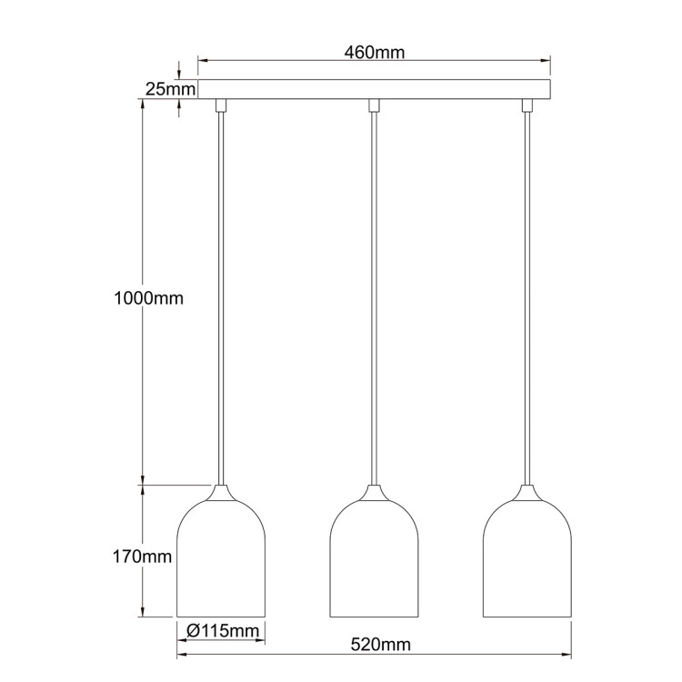 Metalowa lampa wisząca Nilo czarna 3xGU10 - 10667