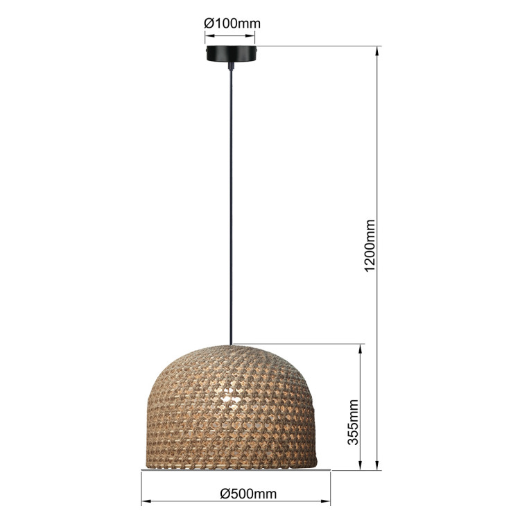 Rattanowa lampa wisząca Kanso 50 cm jasne drewno 1xE27 - 10757