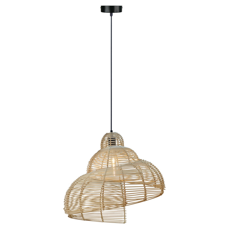 Rattanowa lampa wisząca Shella 60 cm jasne drewno 1xE27 - 10773