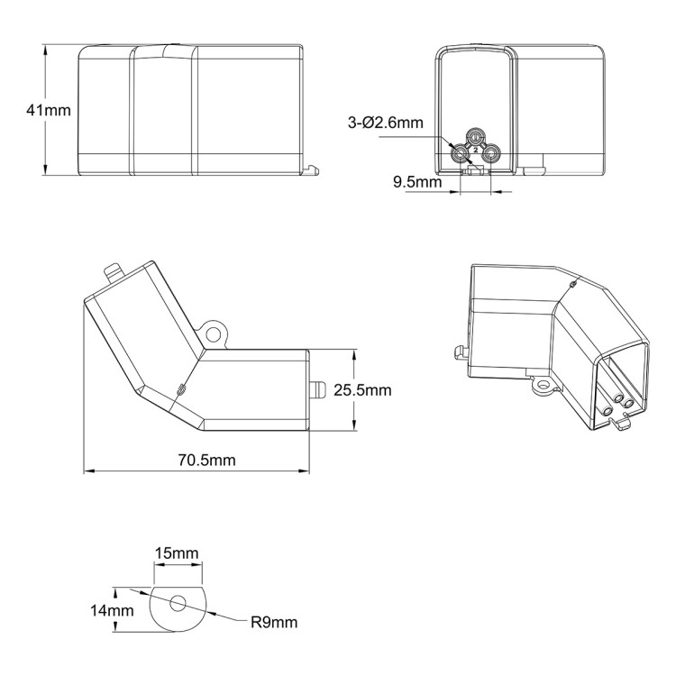 Łącznik L 120 elektryczny do oświetlenia modułowego Geometric System New - 10895