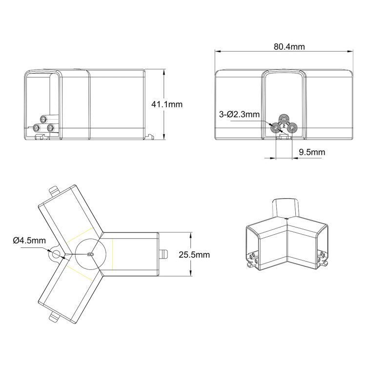 Łącznik 3L 120 elektryczny do oświetlenia modułowego Geometric System New - 10903