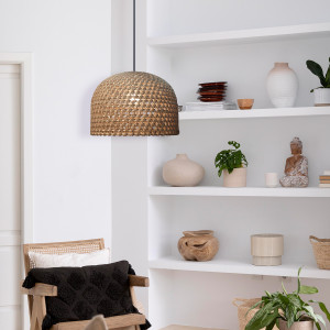 Rattanowa lampa wisząca Kanso 40 cm jasne drewno 1xE27