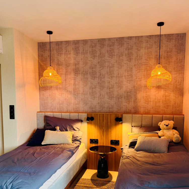 Rattanowa lampa wisząca Shella 40 cm jasne drewno 1xE27 - 11169