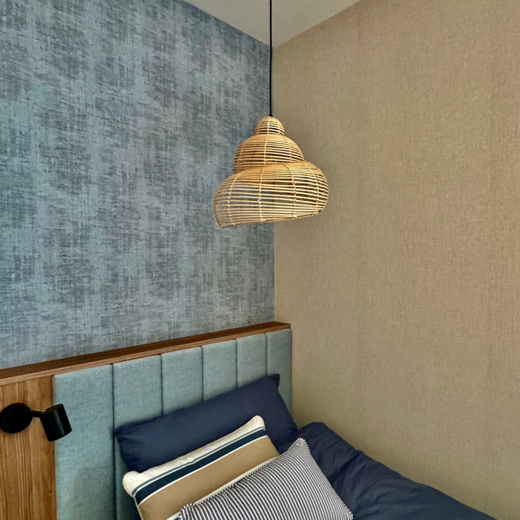 Rattanowa lampa wisząca Shella 60 cm jasne drewno 1xE27 - 11170
