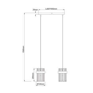 Lampa wisząca Vetro złota 2xE14