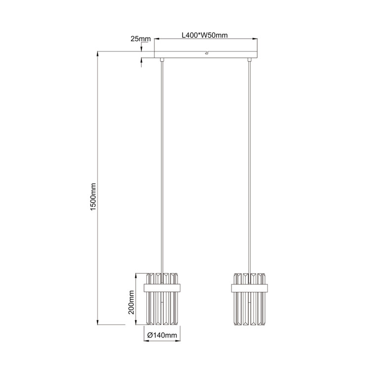 Lampa wisząca Vetro złota 2xE14 - 11192