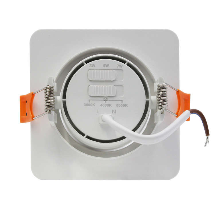 Ruchome kwadratowe oczko podtynkowe Plus białe LED CCT - 11354