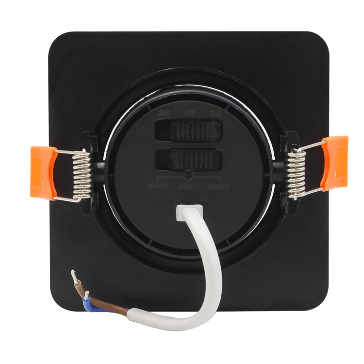 Ruchome kwadratowe oczko podtynkowe Plus czarne LED CCT - 11359