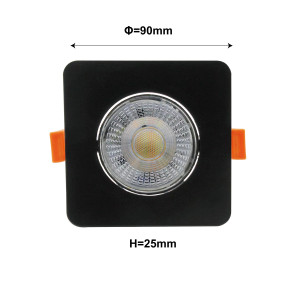 Ruchome kwadratowe oczko podtynkowe Plus czarne LED CCT