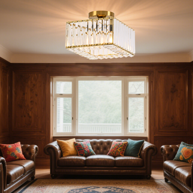 Kwadratowy plafon Vetro złoty 1xE27 - 11401