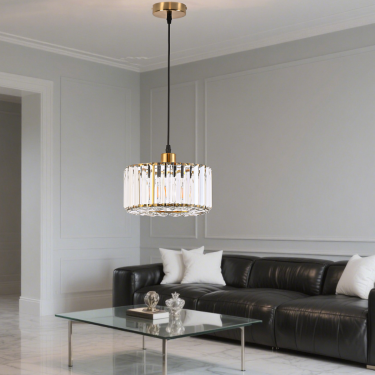 Okrągła lampa wisząca Vetro Złota1xE27 - 11415