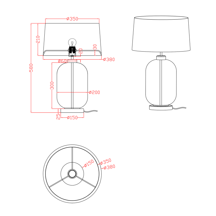 Lampa stołowa Amur dymna 1xE27 - 11497