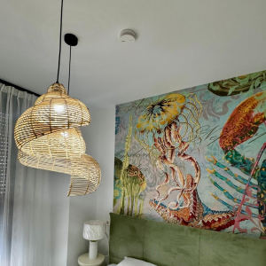 Rattanowa lampa wisząca Shella 40 cm jasne drewno 1xE27