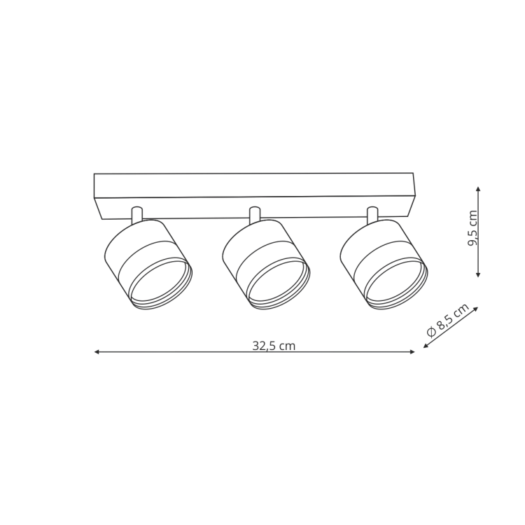 Spot Kendal 3 transparetny / czarny GX53 - 12139