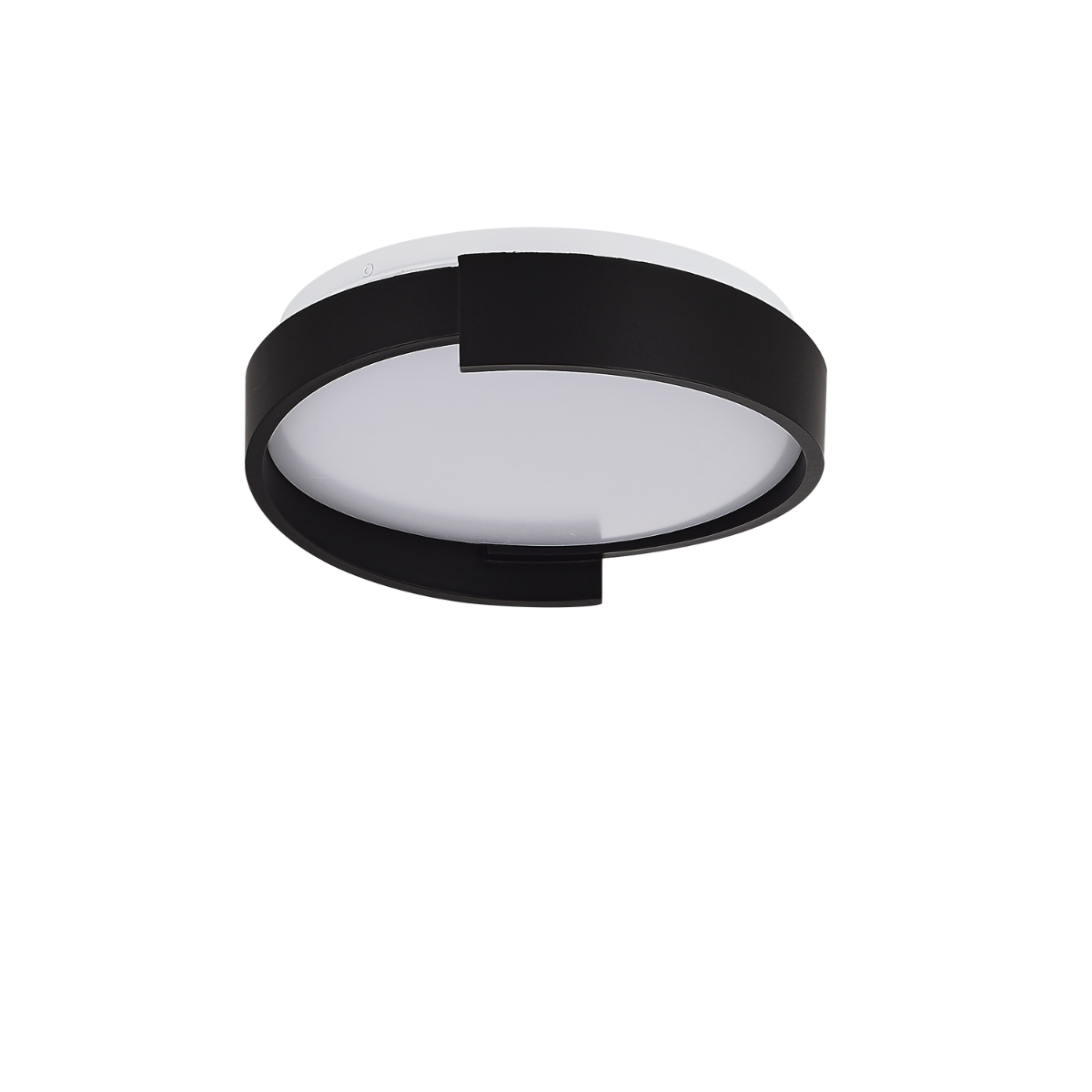 Plafon Light Prestige Halo 38 cm czarny LED CCT do salonu mleczny klosz