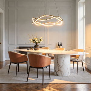 Lampa wisząca Twist złota LED CCT