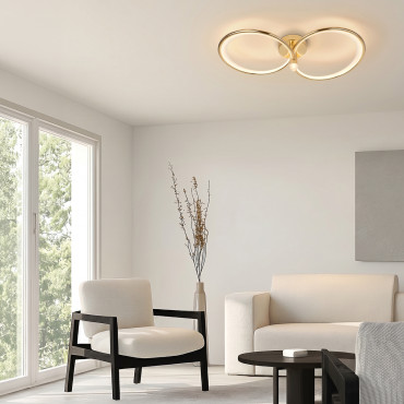 plafon LED złoty nowoczesny do salonu Azina