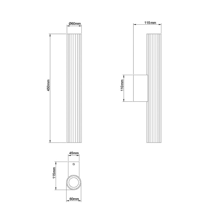 kinkiet Linea 45 cm czarny LED wymiary - 12593