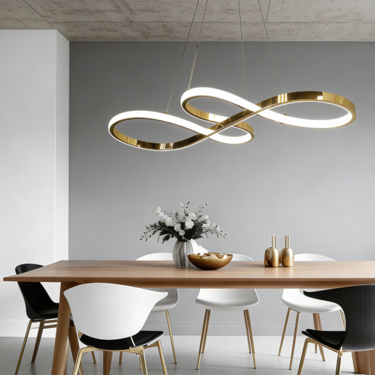 nowoczesna lampa LED falująca złota - 12635