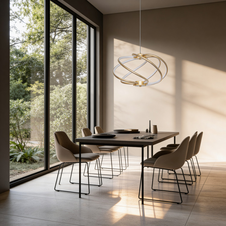 LED CCT lampa wisząca złota pierścienie - 12644