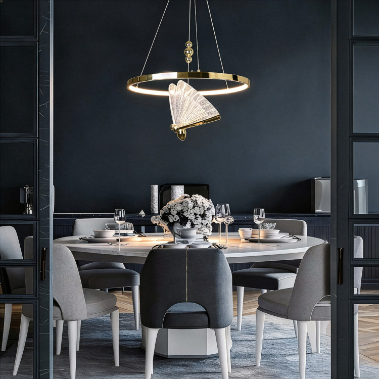 lampa ring LED złota nowoczesna glamour - 12655