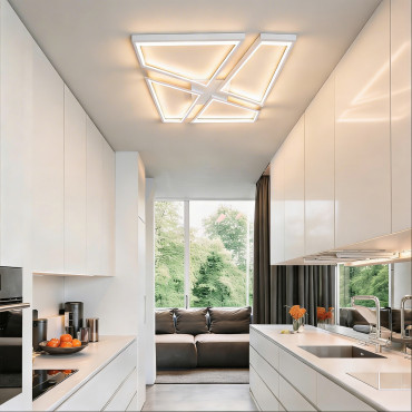 biała lampa sufitowa LED geometryczna Nivra