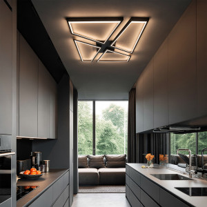 czarna lampa sufitowa LED geometryczna Nivra
