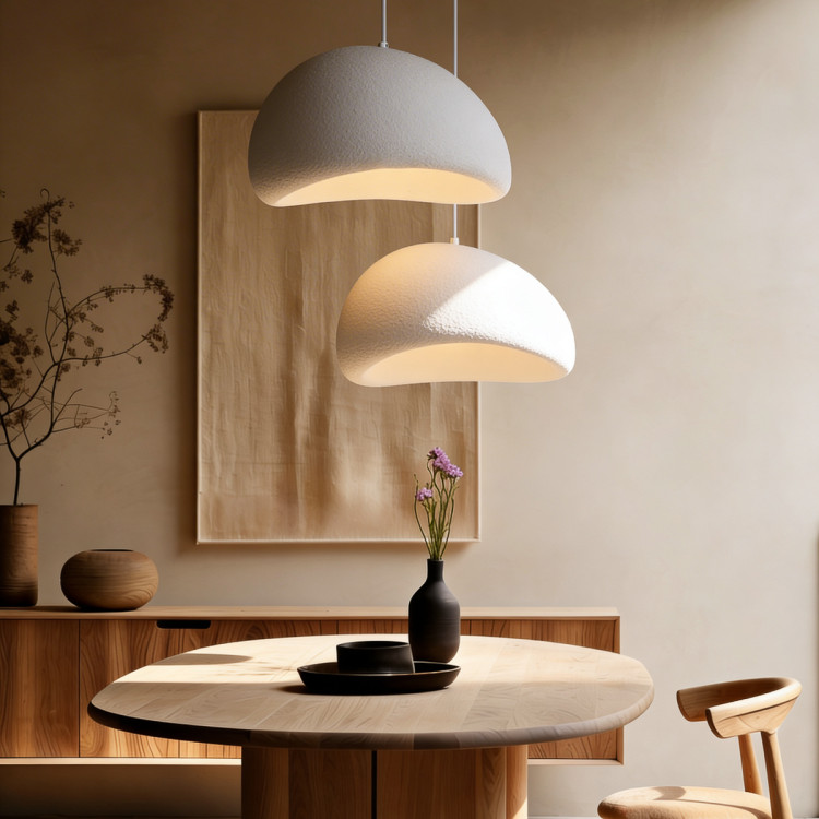 biała lampa wisząca nube 30 cm nad stołem - 12676