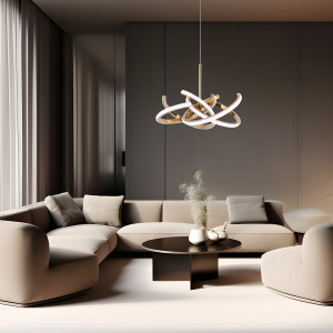 Lampa wisząca Spider 58 cm złota LED CCT