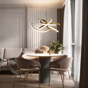 Lampa wisząca Spider 58 cm złota LED CCT