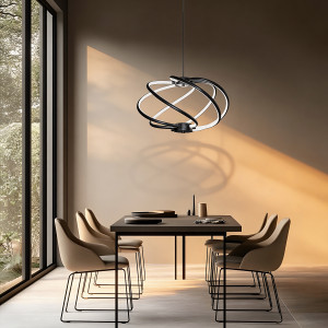 Lampa wisząca Kandor czarna LED CCT
