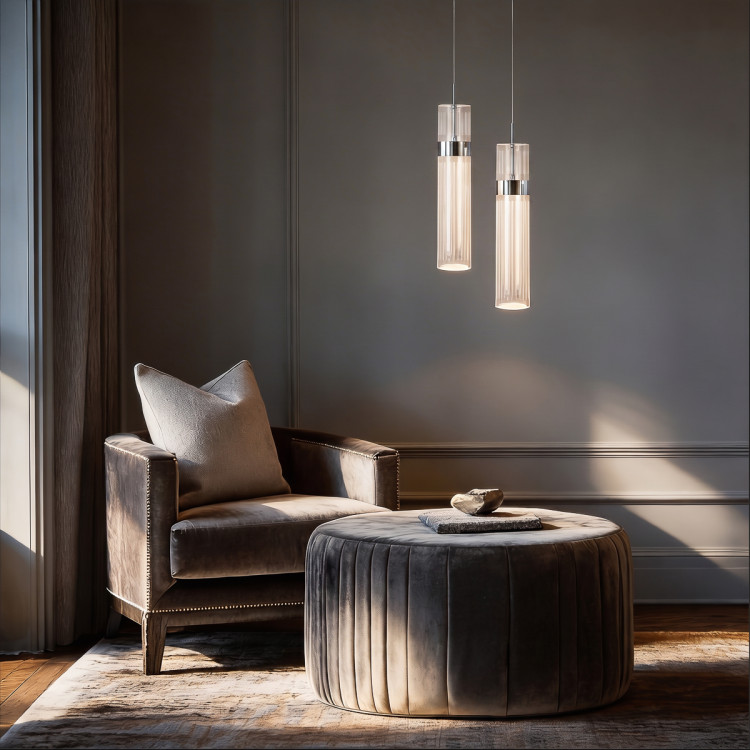 Chromowana lampa Ambiente LED do salonu - 12825