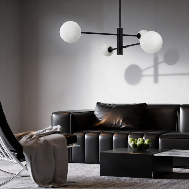 Czarna lampa Dorado ze szklanymi kloszami