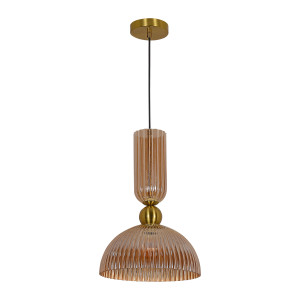 Szklana lampa wisząca w bursztynowym kolorze
