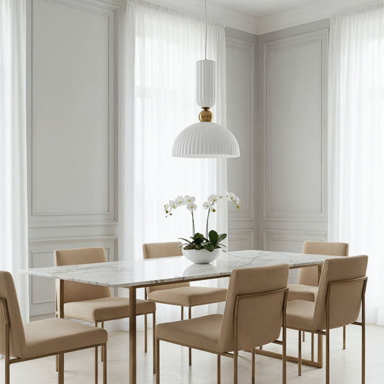 Duża biała lampa wisząca do salonu - 13231