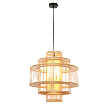 Lampa wisząca Stela rattanowa 1xE27 w salonie w stylu boho