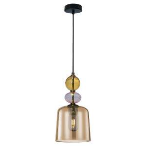 Lampa wisząca Tropea bursztynowa duża w nowoczesnej jadalni