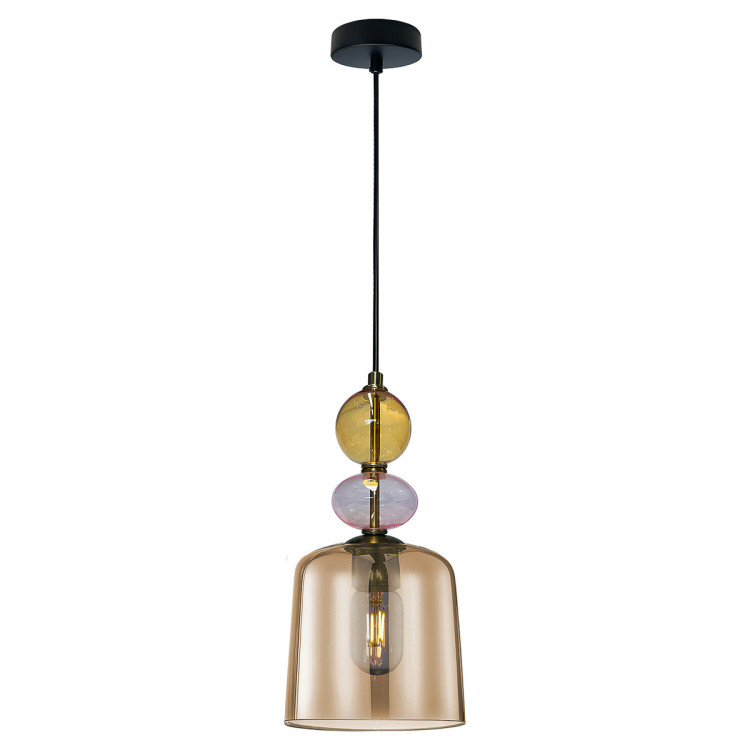 Lampa wisząca Tropea bursztynowa duża w nowoczesnej jadalni - 13388
