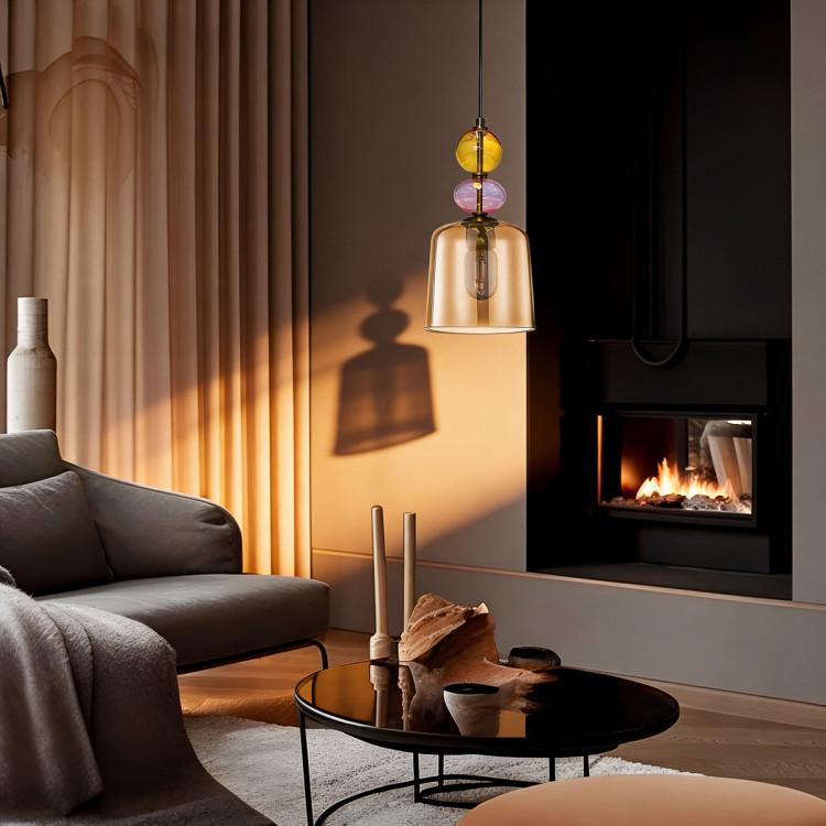 Designerska lampa Tropea z bursztynowym kloszem marki Light Prestige - 13390