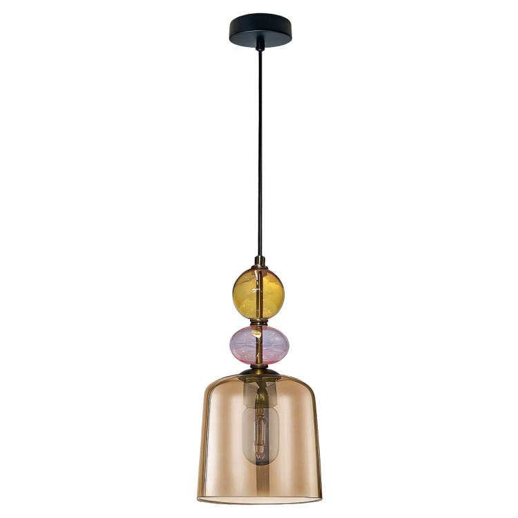 Bursztynowa lampa sufitowa Tropea nad stołem w jadalni - 13392
