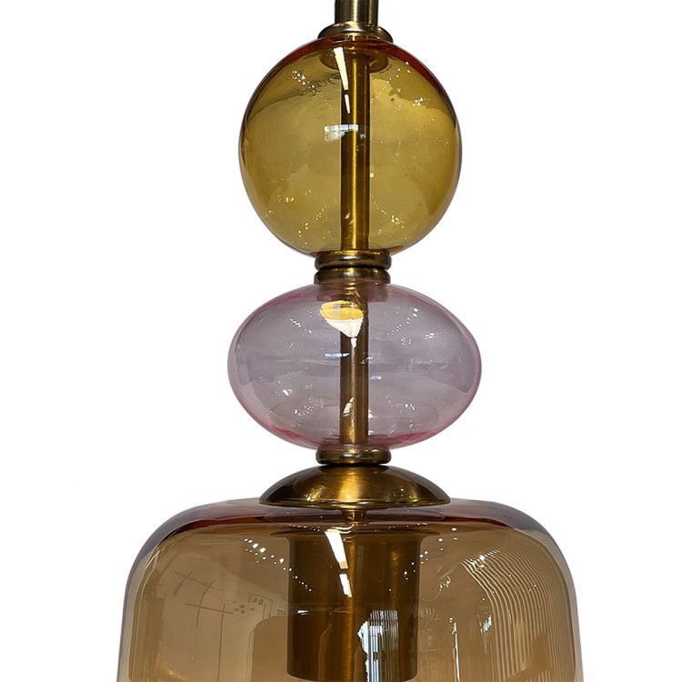 Lampa Tropea 1xE27 bursztynowa – detal szklanego klosza - 13394