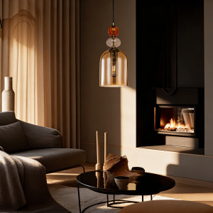 Dekoracyjna lampa Tropea z bursztynowym kloszem marki Light Prestige