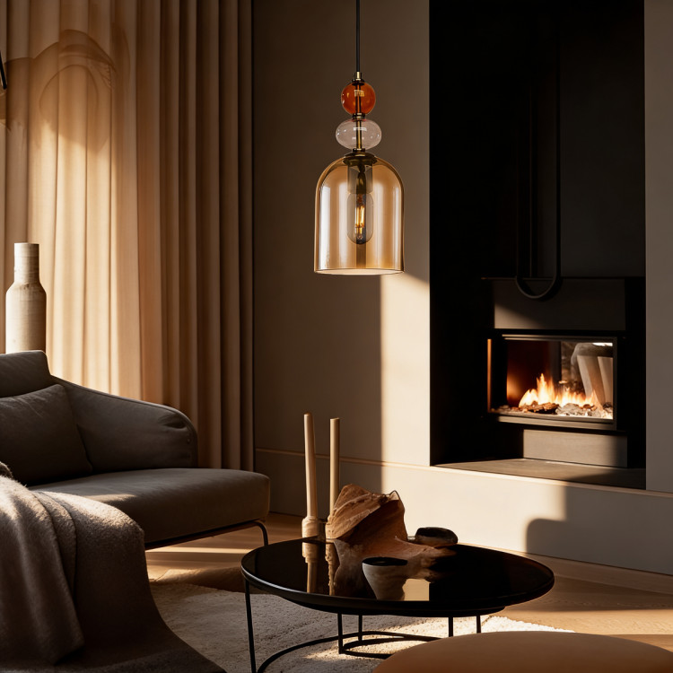 Dekoracyjna lampa Tropea z bursztynowym kloszem marki Light Prestige - 13398