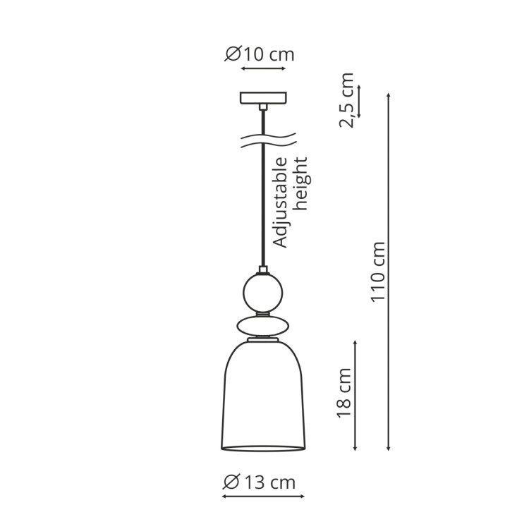 Lampa Tropea bursztynowa średnia – detal szklanego klosza wyiary - 13401