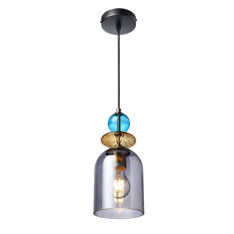 Lampa wisząca Tropea dymna średnia w nowoczesnym salonie - 13408